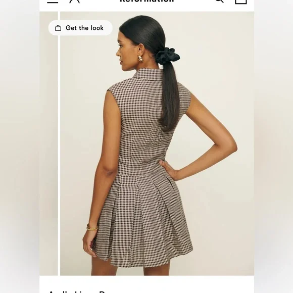 Reformation Ariella Linen Dress Plaid Size 4 Women